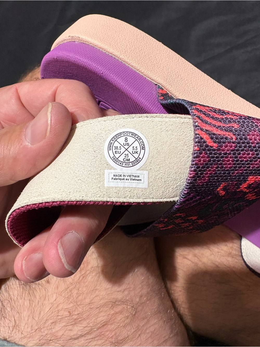Keen Women's Pink and Purple Patterned Elastic Strap Sandals - Picture 6 of 6